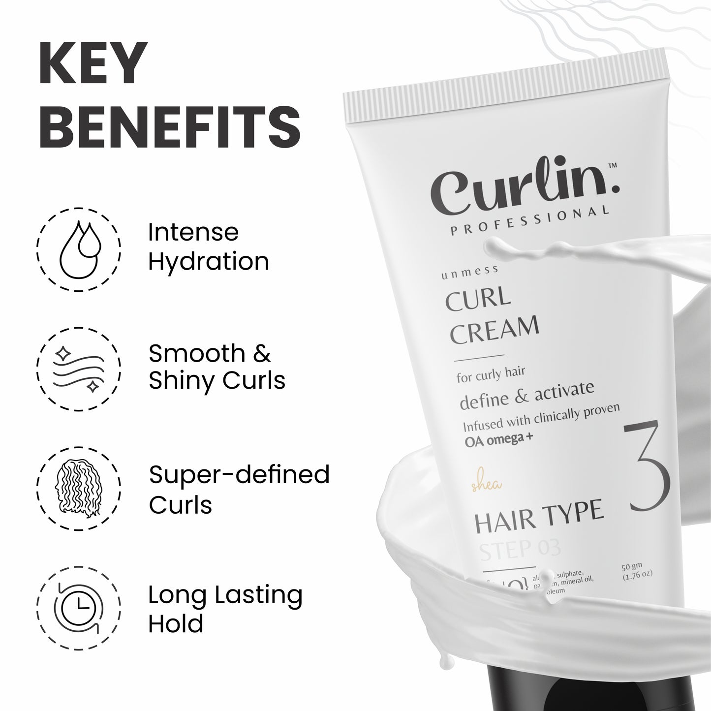 Leave-In Cream for Defined Curls with natural OA Omega+ - 50ml